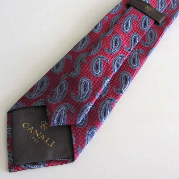 new CANALI swirling paisley neck tie 100% textured silk - Picture 2 of 6